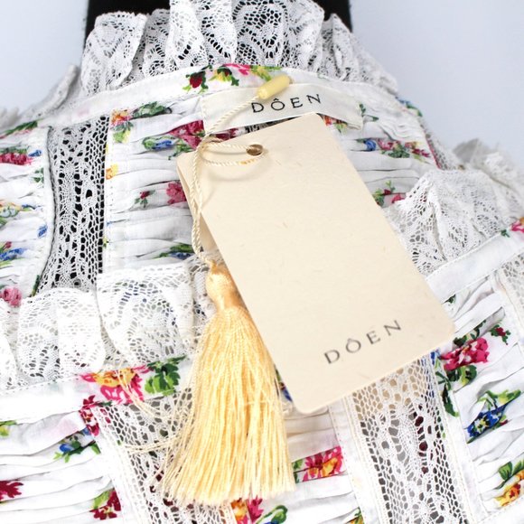 Doen Frances Top Fleurs De Jonquille White Organic Cotton Lace Trim Medium M NEW - Picture 7 of 8